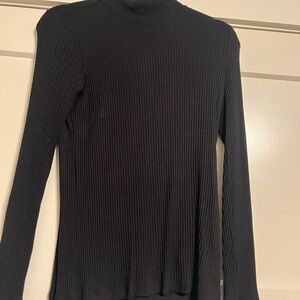 Rachel Zoe Black Ribbed Long Sleeve Sweater
